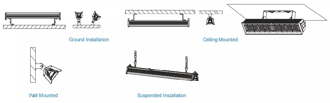 LED Linear High Bay Light Sensor High Bay IP65 ETL CB 60W-300W Warehouse Linear Highbay Emergency Lights